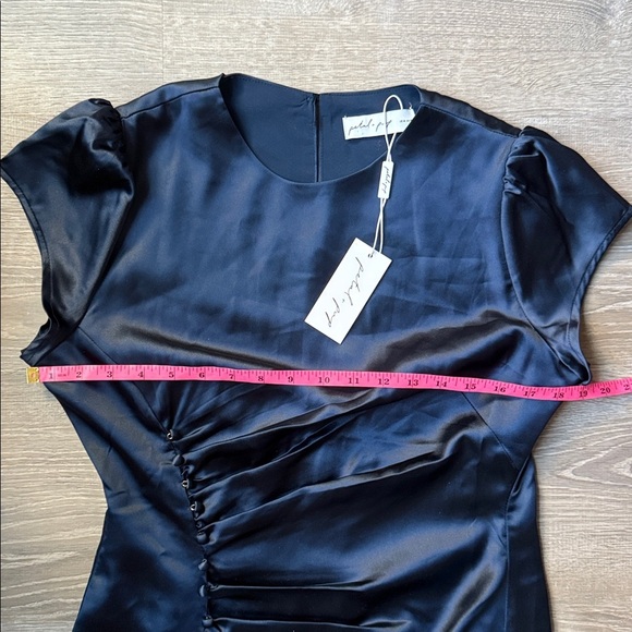 NEW Petal & Pup Lisbeth midi dress in navy satin Medium - Picture 11 of 13